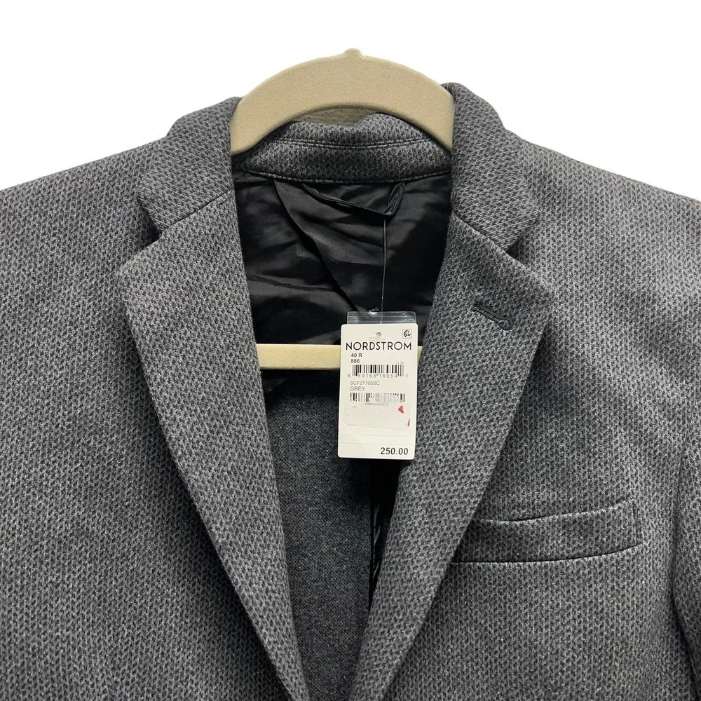 Soft Cloth Herringbone Two-Button Blazer‎ Grey